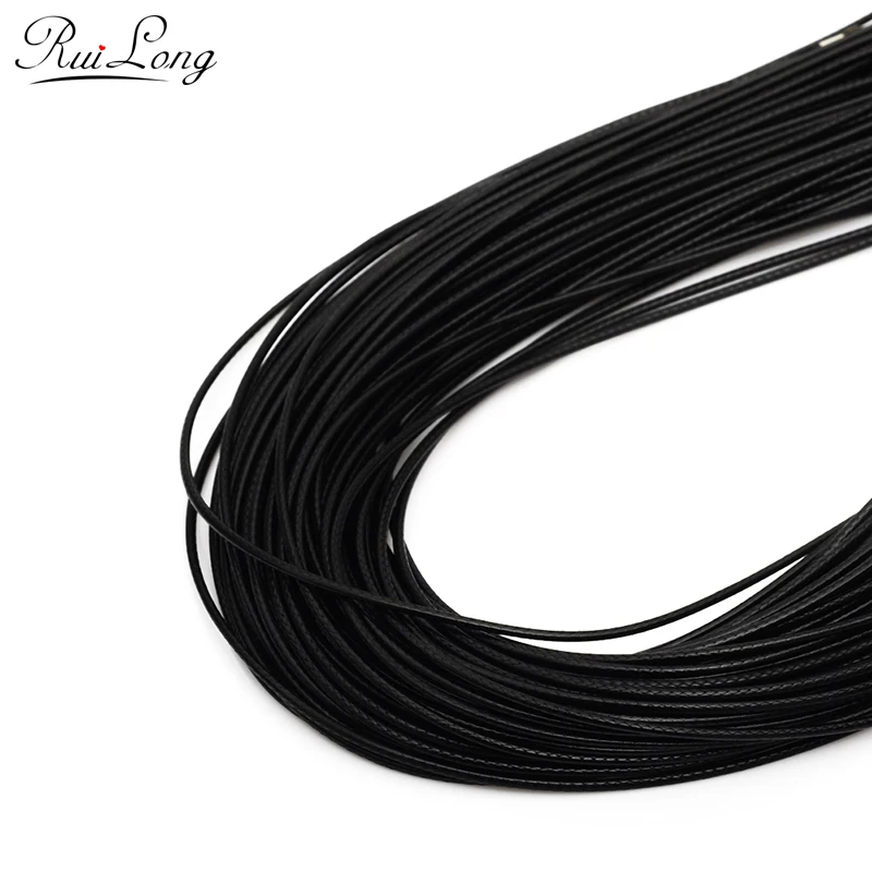 Черная Вощеная цепочка для ожерелья 10 шт./лот 1 5 мм с застежкой лобстером