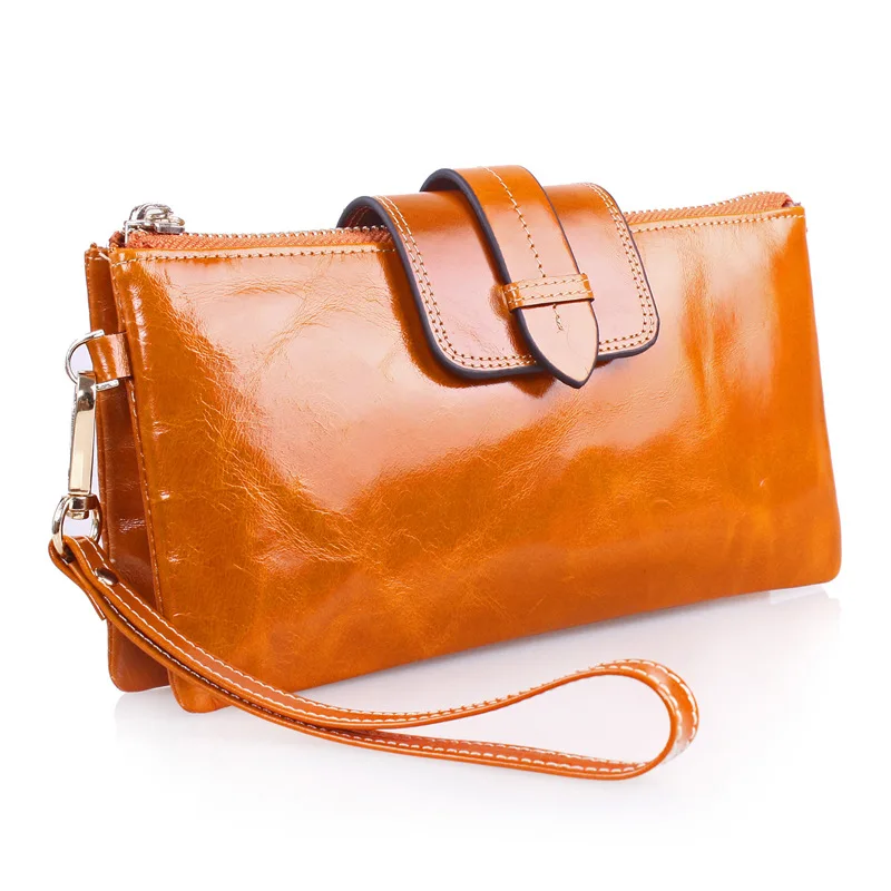 Женский Длинный кошелек из натуральной кожи вместительный Дамский клатч через