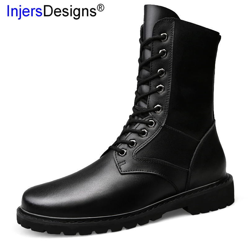 

Fashion High Quality Genuine Leather Tooling Boots Men Comfort&Warm Motorcycle Boots Special Force Military Boots Big Size 37-46