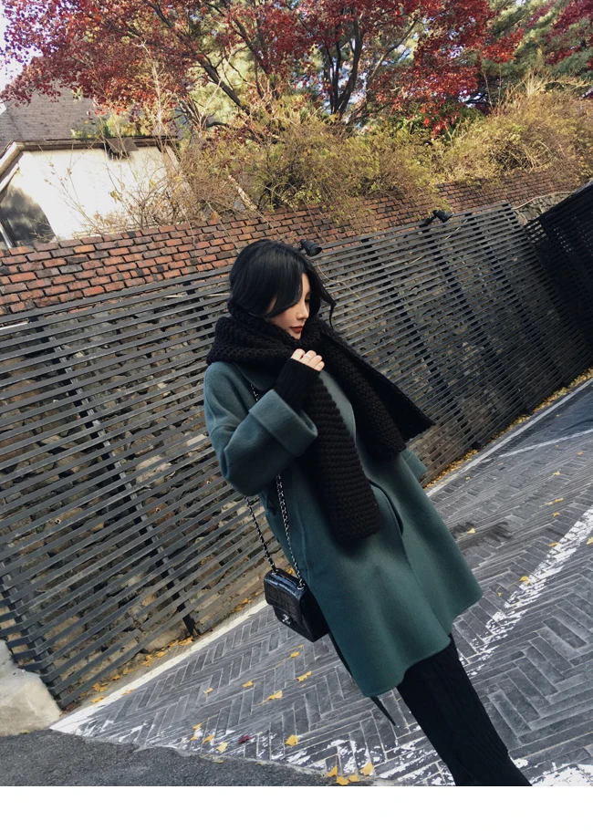 YASUGUOJI модное плотное зимнее пальто для женщин модное женское зеленое пальто женское длинное шерстяное пальто с поясом манто элегантное Femme
