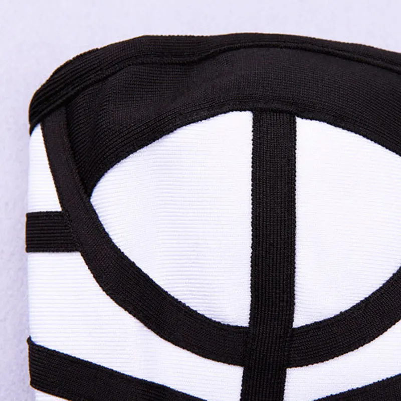 

2 Piece Strapless Black And White Stripes Knee Length Sexy Women 2015 Bandage Dress