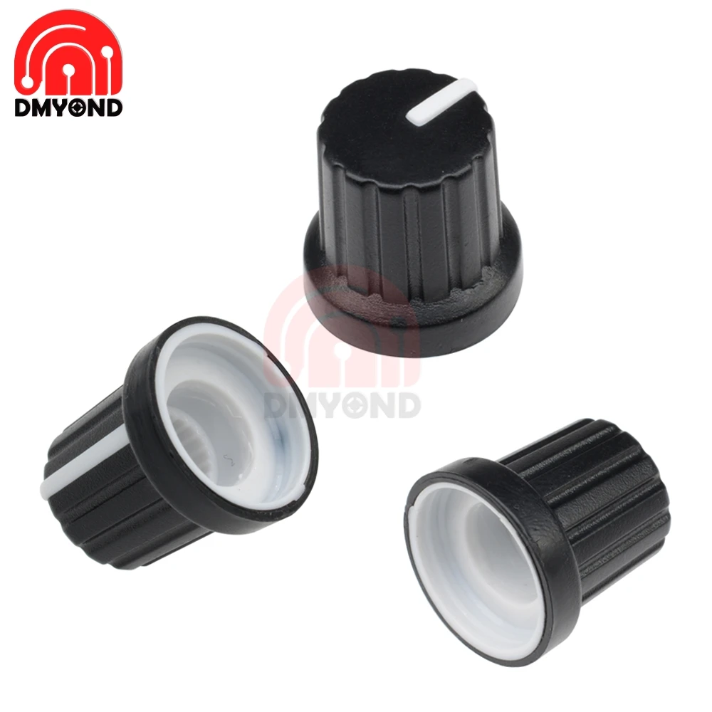 

Ручки управления потенциометром WH148, 5 шт., колпачки, ручки, диаметр отверстия вала с пластиковой вставкой, подходят для потенциометров вала 1/4 дюйма, 6 мм, сделай сам