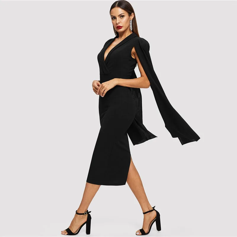 SHEIN Платье-Карандаш С Оригинальным Рукавом Стильное Вечернее Платье С Длинным Рукавом