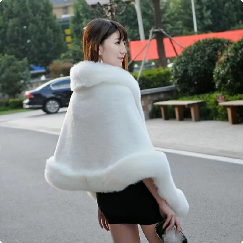 Зимний Топ бренд женские теплые накидки из искусственного меха черный красный