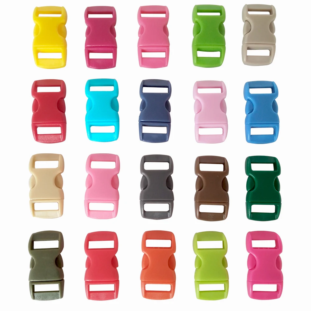 

1000 pcs 3/8" new arrival Mix Color Shackle Contoured Curved Side Release Plastic Buckle for Paracord Bracelet