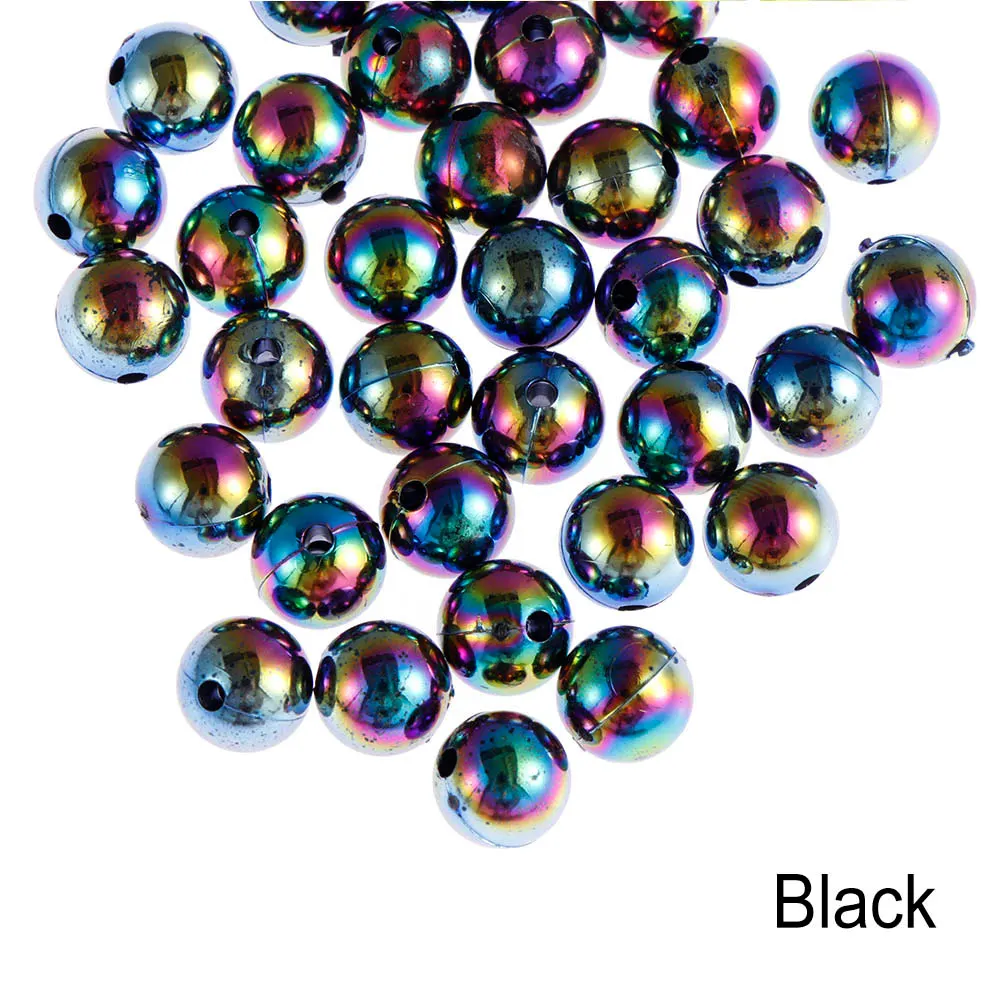 NEW 50pcs 8mm Colorful DIY Beads Round Acrylic Handmade Beads with Hole for Craft Making DIY Bracelet Necklace - Цвет: black