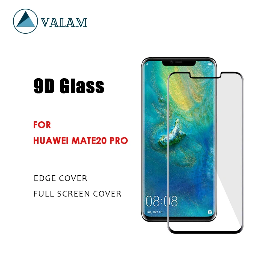 

VALAM Tempered Glass Screen Protector For Huawei Mate20 Pro 9H Hardness For Huawei Mate20Pro Full Cover 3D Curved Edge Mate20Pro
