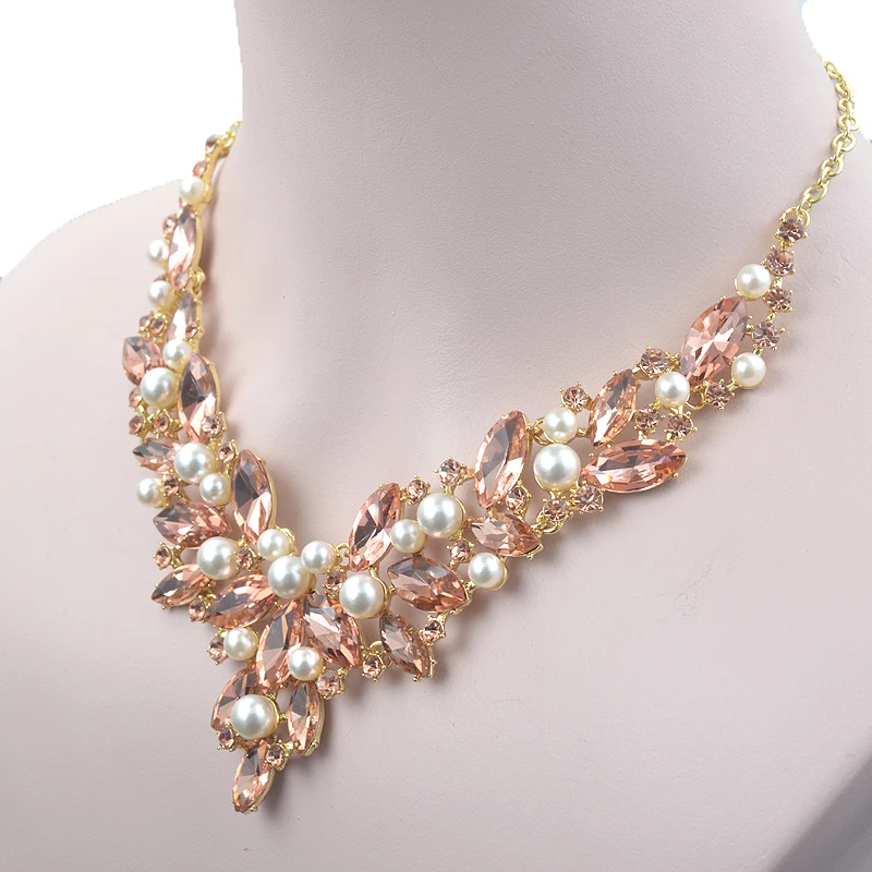 Ожерелье ожерелье ювелирные изделия персиковый цвет маркиза жемчуг серьги