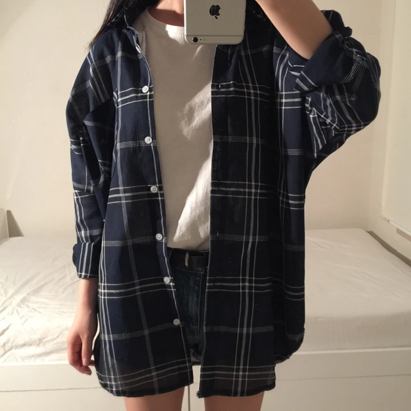 Женский клетчатый кардиган в японском стиле Kawaii Ulzzang студенческие рубашки