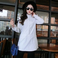 2018 spring autumn women casual stand collar long sleeve loose shirt dress top vintage solid cotton linen party basic