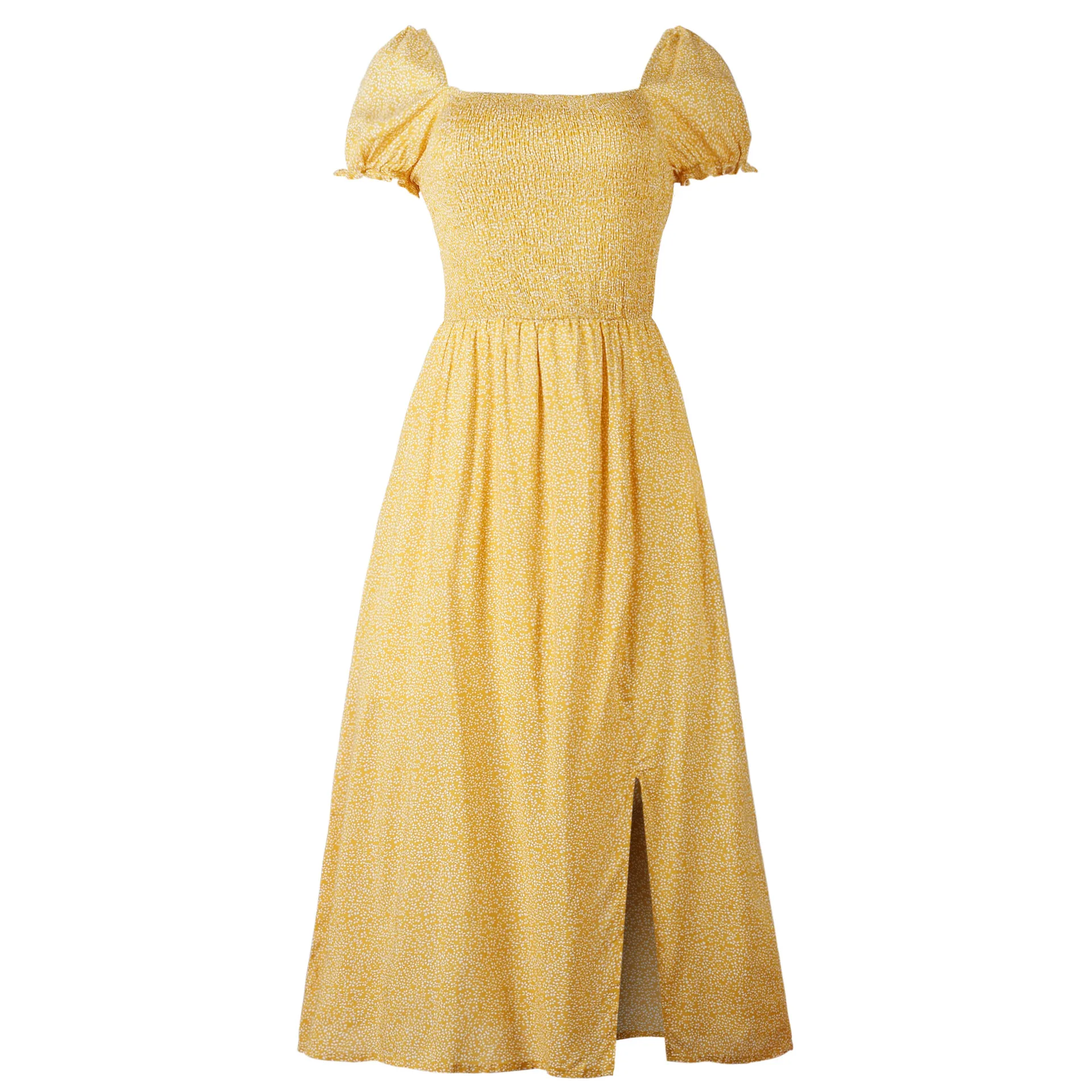 Женское летнее платье с принтом длинное сексуальное коротким рукавом