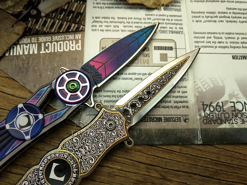 Пальца гироскопа нож пальцев гироскопа EDC Складной нож объемный узор Портативный нож, нож, одним лезвием подарок
