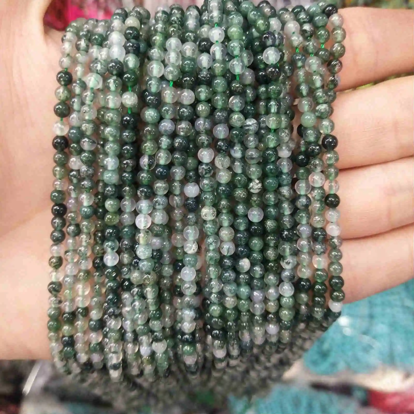 Moss Agate 2 мм 3 мм круглые бусины из натурального камня розовый кварц аметисты лазурит Агаты бусины для изготовления ювелирных изделий Для Бисероплетения DIY браслет - Color: Moss Agate