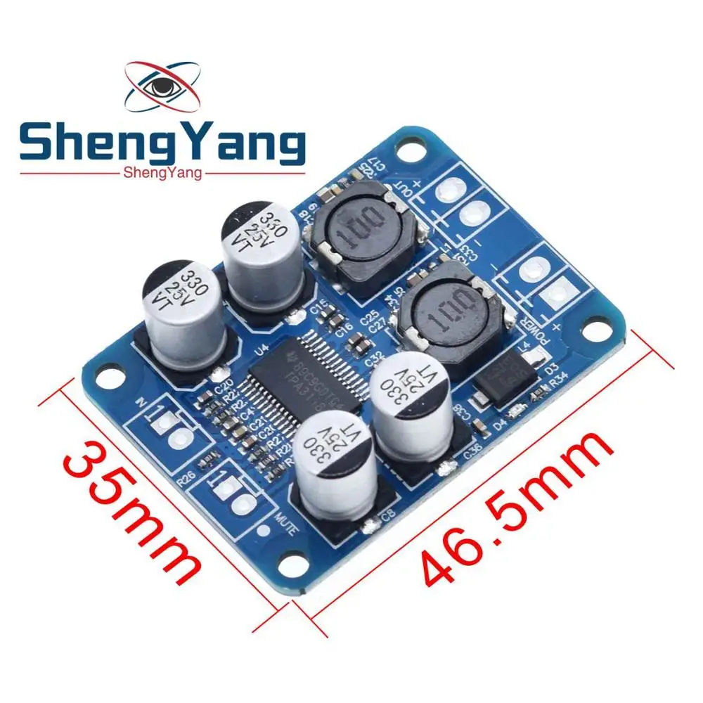 1 шт. Шэньян DC 12 V-24 V TPA3118 60 Вт подойдет как для повседневной носки, так цифровой аудио Мощность Плата усилителя модуль усилителя