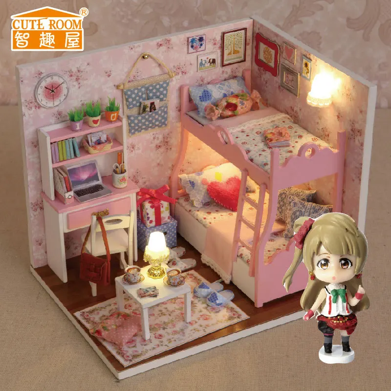 

H012 Новое поступление Diy Кукольный дом miniatura Спальня 3D Деревянный Кукольный дом миниатюрная мебель для детей игрушки кукольные домики