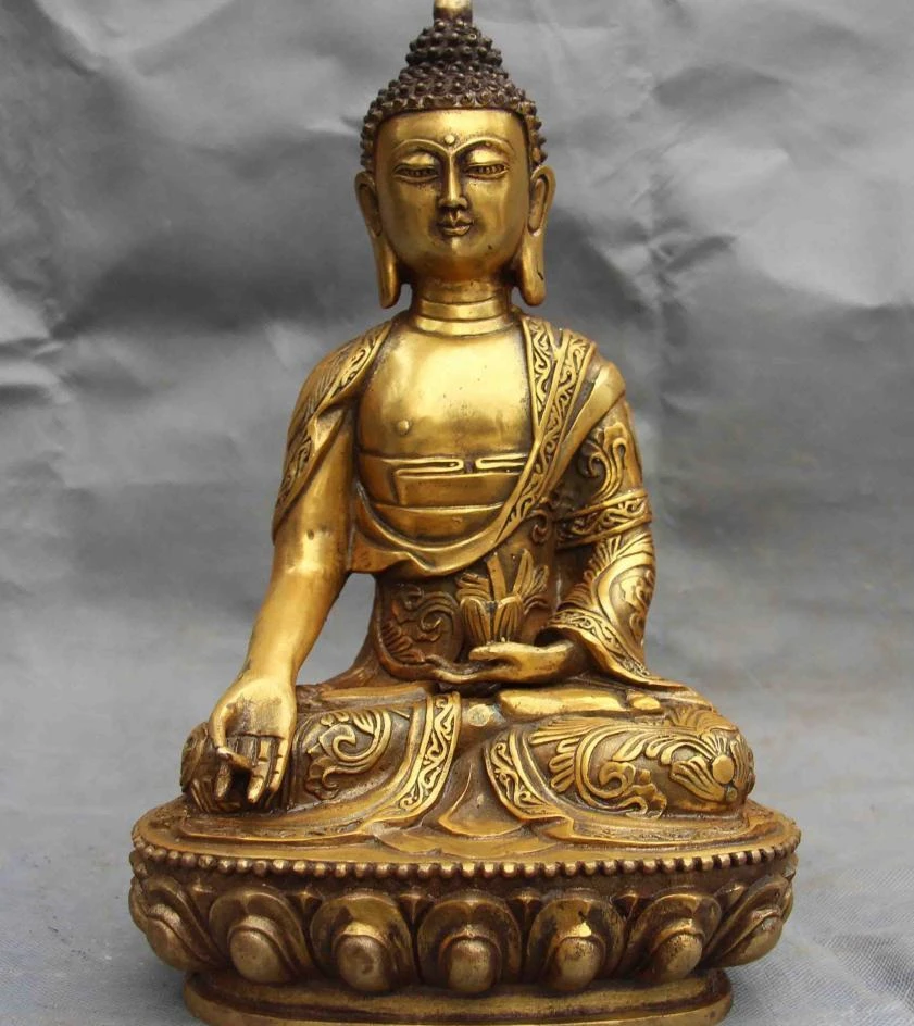Будда Шакьямуни Статуя медная бронзовая позолота Amitabha Rulai Sakyamuni статуя бога Будды