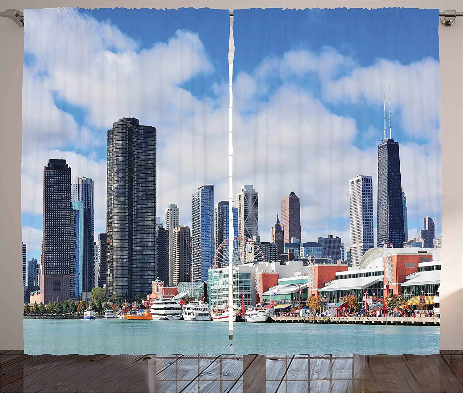 Оконные шторы Chicago Skyline облачное небо по городам современный центр кантри офис