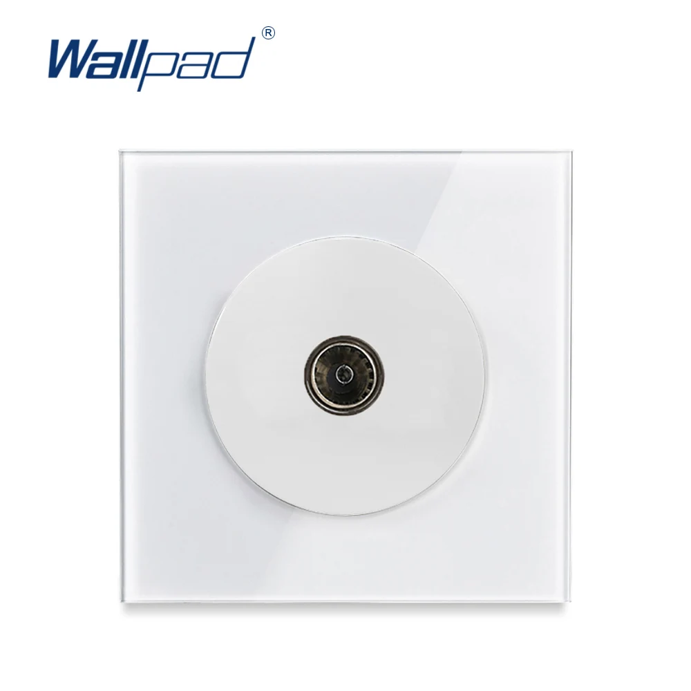 Wallpad оптом/в розницу белая Хрустальная стеклянная панель 1 банд ТВ розетка/выход без адаптера - Тип: Настенная розетка