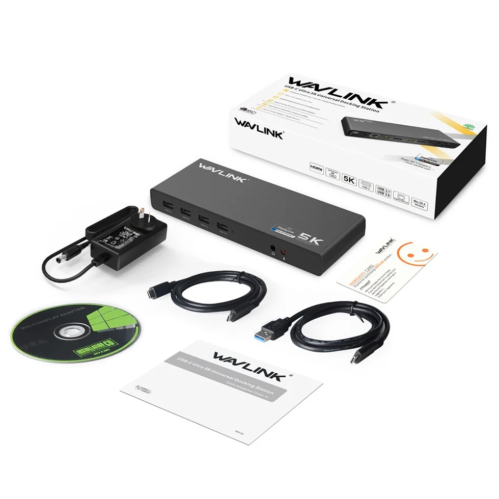 AU plug Wavlink Универсальная док-станция USB 3,0 USB-C двойной 4K Ultra Dock DP Gen1 type-C Gigabit Ethernet Расширенный и зеркальный режим видео - Цвет: AU plug