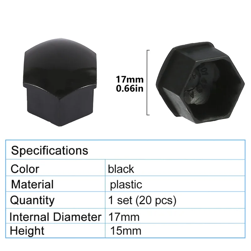 Автомобильная колесная гайка с болтом 21 шт./компл. черные пластиковые гайки 17 мм