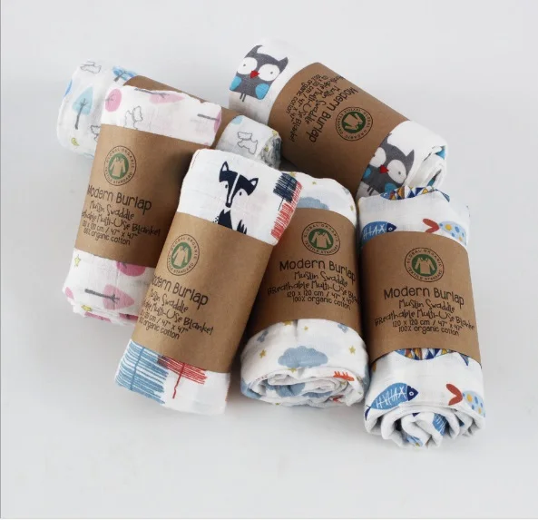 Бамбуковое хлопковое муслиновое детское Пеленальное Одеяло для новорожденных