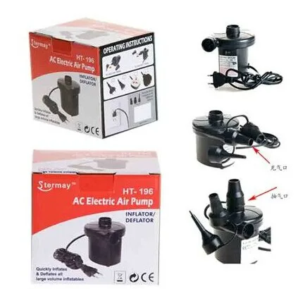 

Quick-Fill AC Electric Air Pump 220v Powered 2 Pin Plug Air Pump fast Inflator/Deflator Camping Bed Mattress for car option