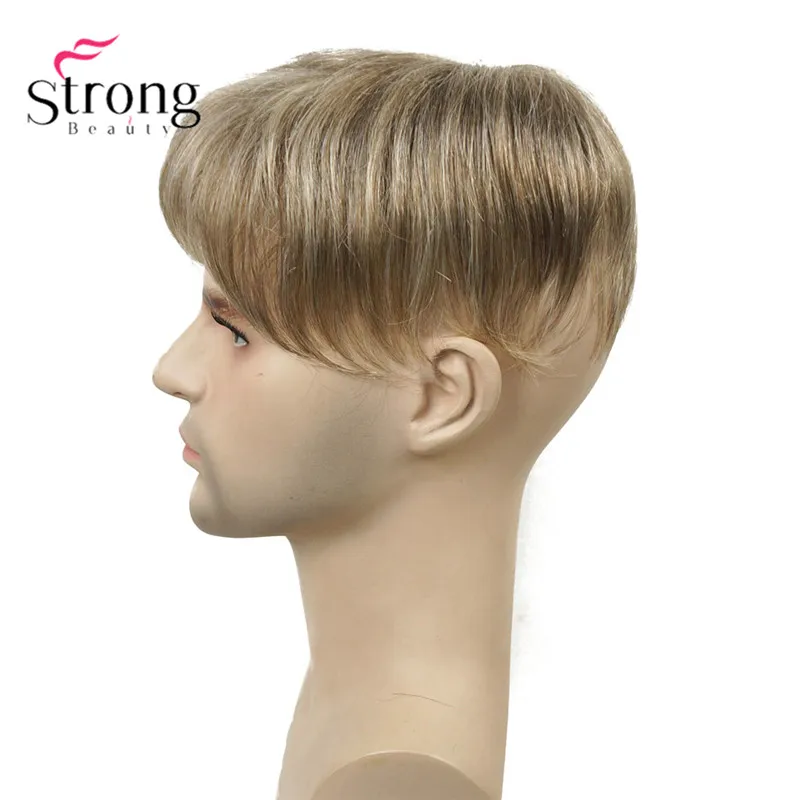StrongBeauty Мужская парика-накладка синтетические волосы короткие волосы для наращивания волос