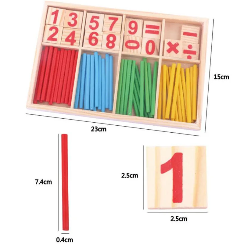 

1Set Counting Sticks Montessori Wooden Number Math Game Sticks Educational Toy Puzzle Teaching Aids Set Materials Children Gift