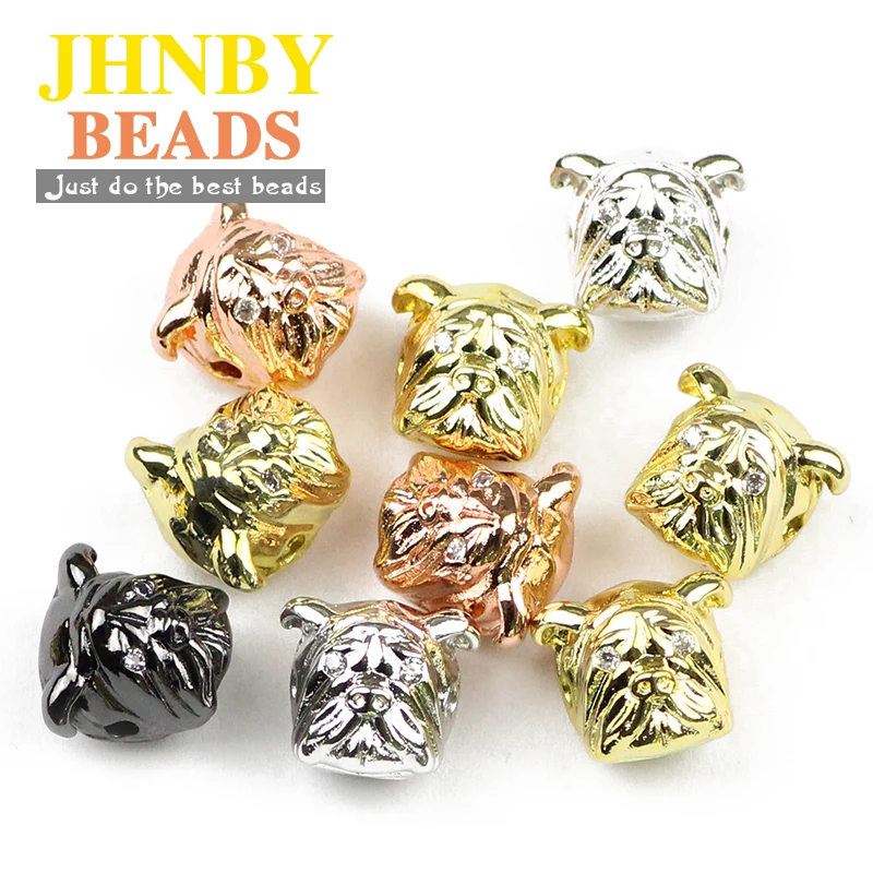 JHNBY 4 шт. подвески в виде головы мопса медные бусины спецсеры животных