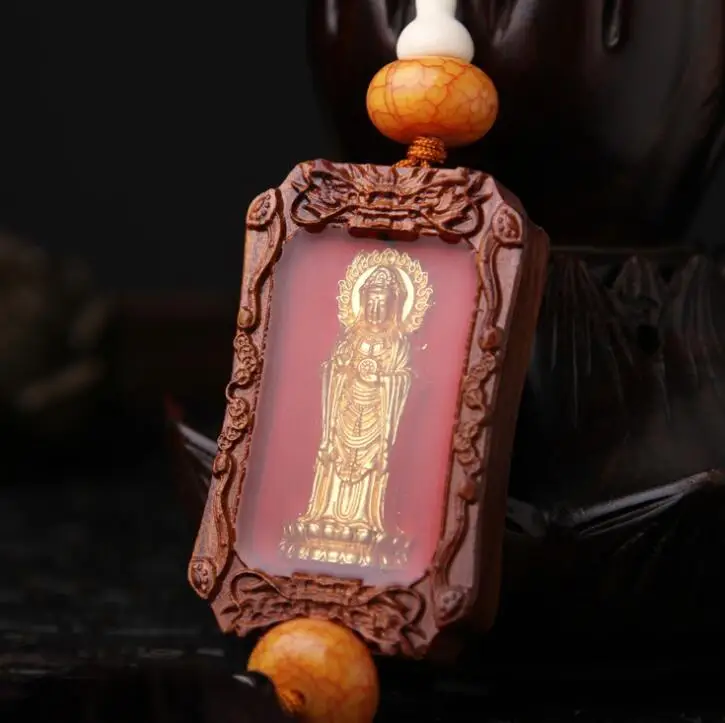Китайский палисандр дерево резной Лотос Гуань Инь Кван Bodhisattva Изысканный