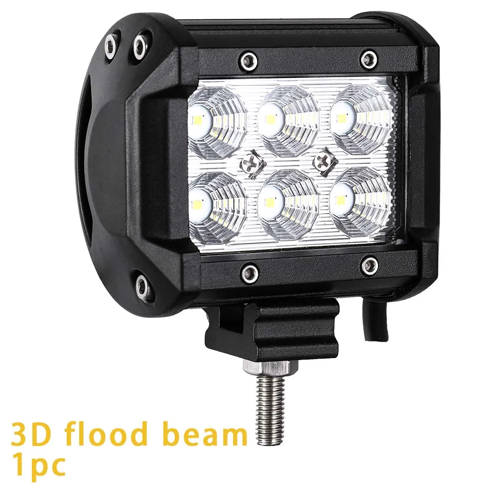 4 inch 18W Flood Светодиодный фонарь для внедорожника, 4WD, для грузовика, трактора, лодки, прицепа, 4x4, для внедорожника, квадроцикла, 12 В, 24 В, точечный прожектор, светодиодный светильник, светодиодный светильник - Цвет: 4 inch 18W Flood