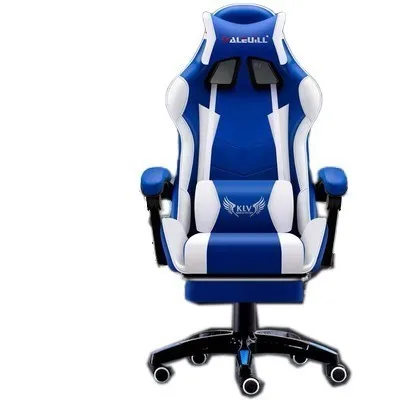 blue and white Высокое качество D-2 игровой Poltrona Esports Silla Gamer кресло из искусственной кожи колесо может лежать с подставкой для ног офисная мебель - Цвет: blue and white