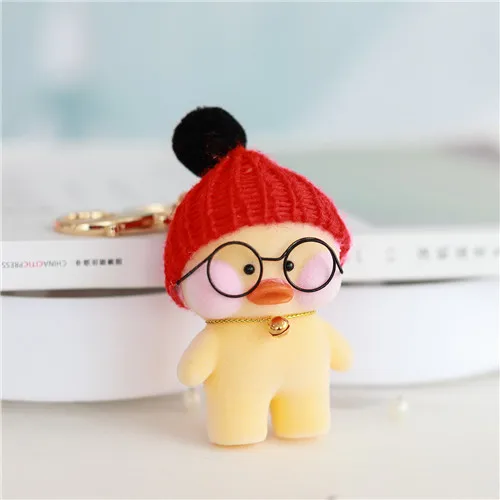 Фиолетовый Kawaii LaLafanfan кафе подвеска с форме утки брелок мультфильм милый утка автомобиль Декор животных Куклы Игрушки для девочек подарок на день рождения для детей - Цвет: Фиолетовый