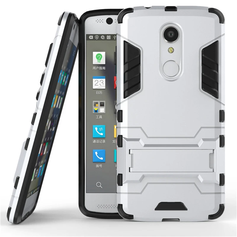 ZTE Axon 7 Mini Case Plastic + Soft Silicone Rubber Armor Stand Full Cover For Axon7 Funda Coque With Phone Holder |