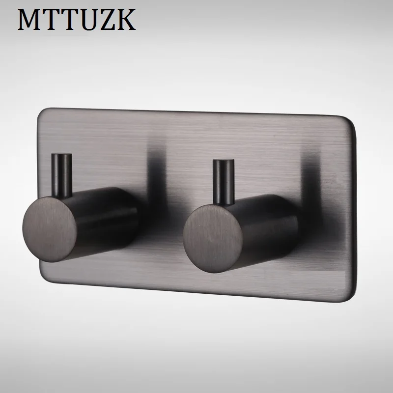 MTTUZK Stainless steel Clothes hooks black simple row of for cap coat no punching towel hook wall door | Обустройство дома