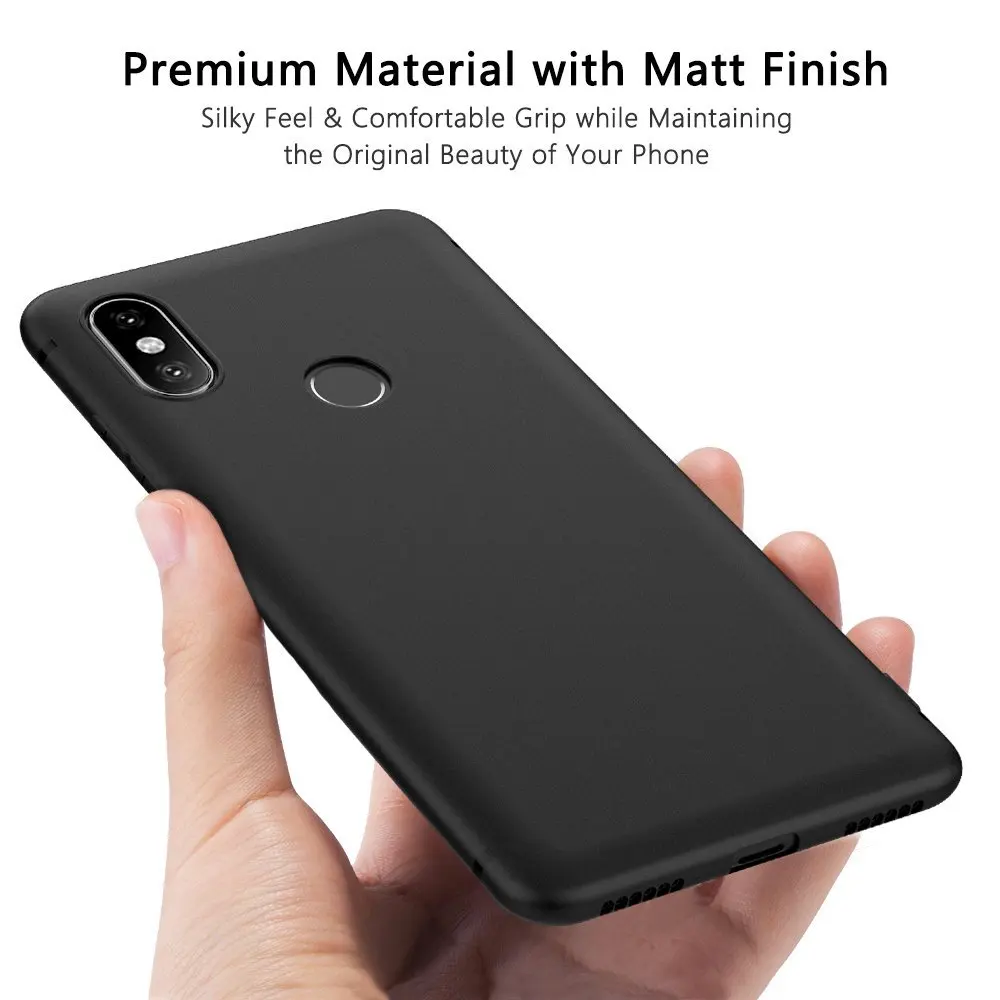 Для Xiaomi Mi A2 MiA2 Lite чехол черный ТПУ матовый для телефона отделка тонкий профиль