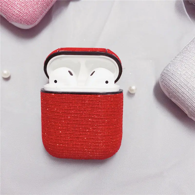 Red VETOMEET Стразы узор Bluetooth беспроводной Чехол для наушников для Apple Airpods с кнопками чехол для наушников Аксессуары для наушников - Цвет: Red