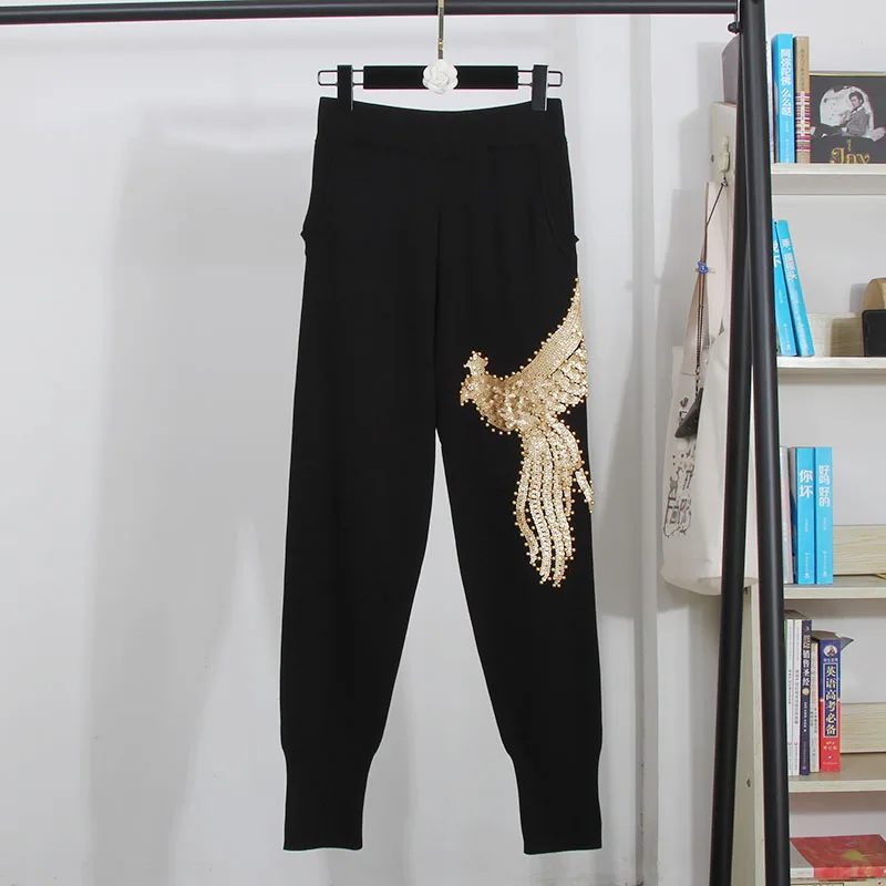 Роскошный Шикарный спортивный костюм ручной работы с бисером и блестками для