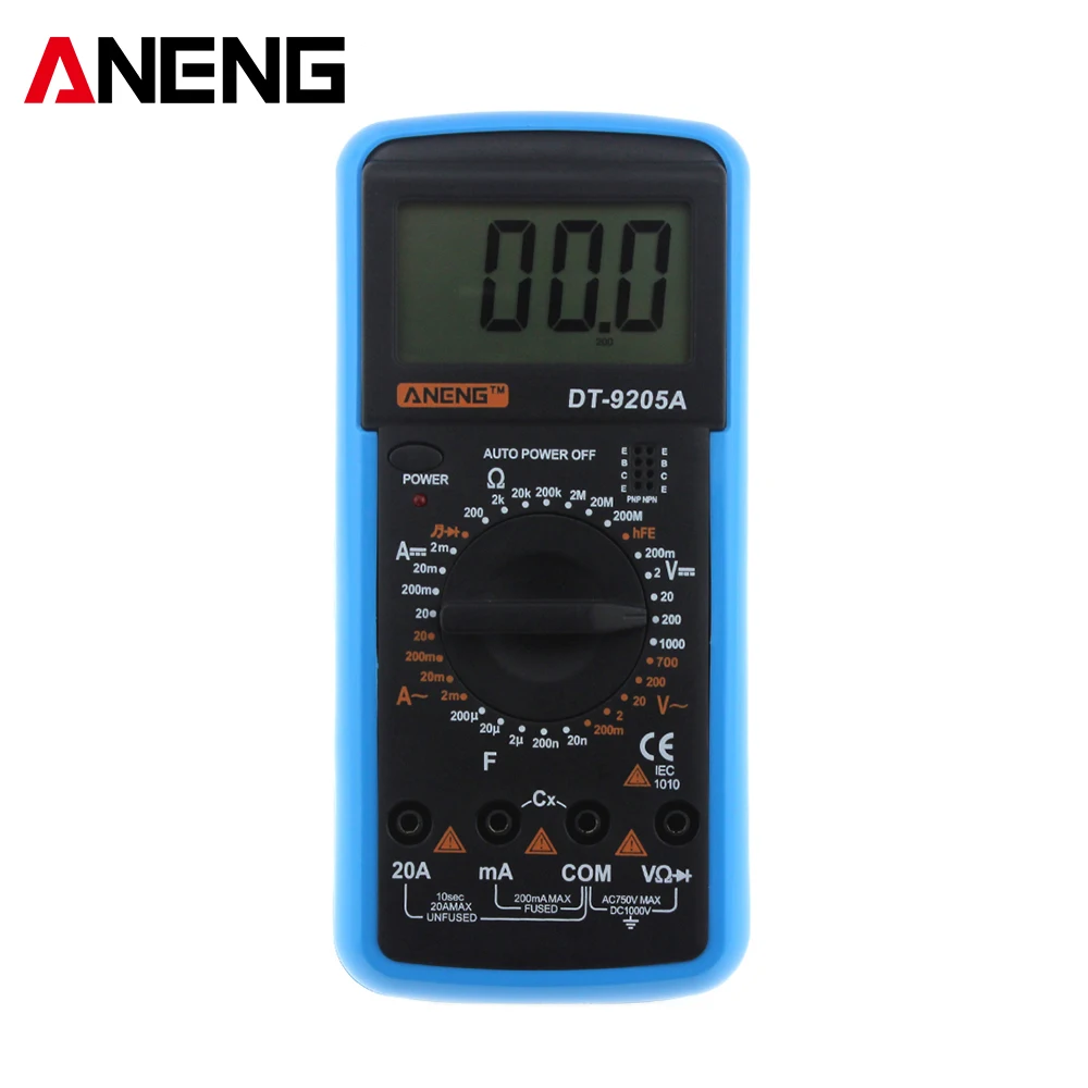 Aneng DT9205A цифровой мультиметр AC/DC Напряжение Ток Сопротивление Емкость рук Тесты