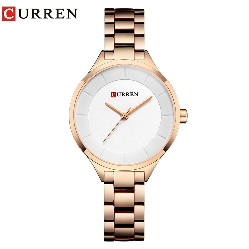 Rose gold white CURREN, новинка, простой женский браслет, наручные часы, светильник, экстравагантная Мода для девушек, Женева, кварцевые часы, женские Роскошные наручные часы - Цвет: Rose gold white