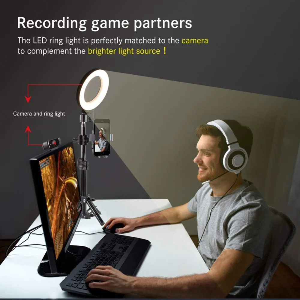 Светодиодное кольцо для селфи 16 см 6 в двухцветном трехскоростном бесступенчатом