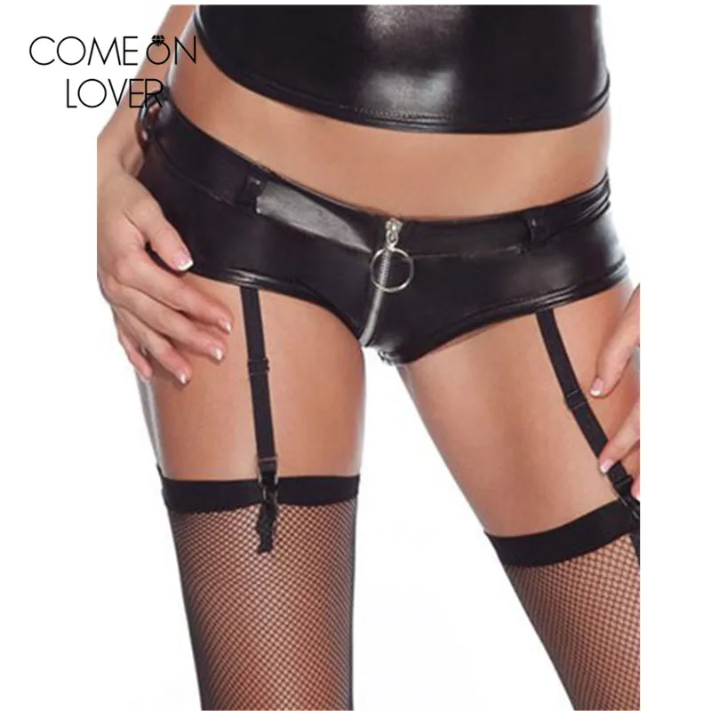 Comeonlover искусственная кожа для чулок подвязка пояс черный спереди молния пояс с подвязками сексуальный Гранде задняя PL5137 трусики с подвязками