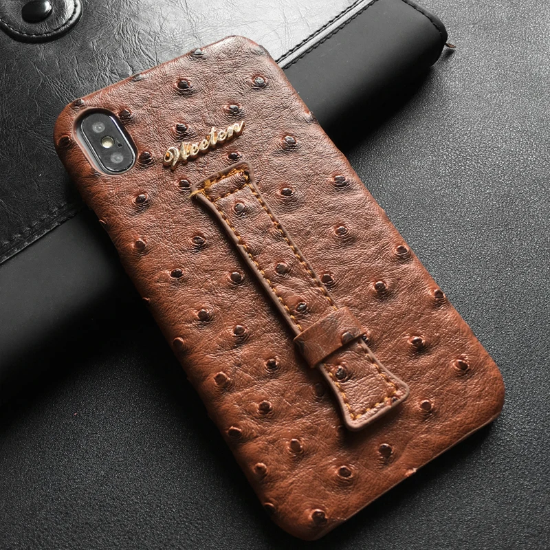 Brown Винтажный чехол для телефона из искусственной кожи для samsung S8 S9 S10 Plus S10e S10 Lite чехол с ремешком на запястье держатель страусиной кожи твердая задняя крышка - Цвет: Brown