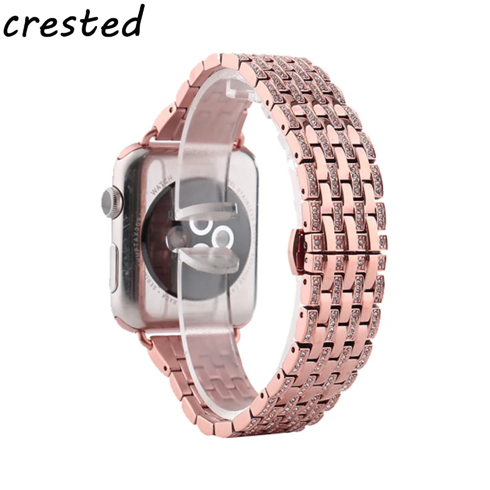 stainless steel watch band strap for apple 42mm/38 bracelet watchband butterfly diamond iwatch 1/2 | Наручные часы