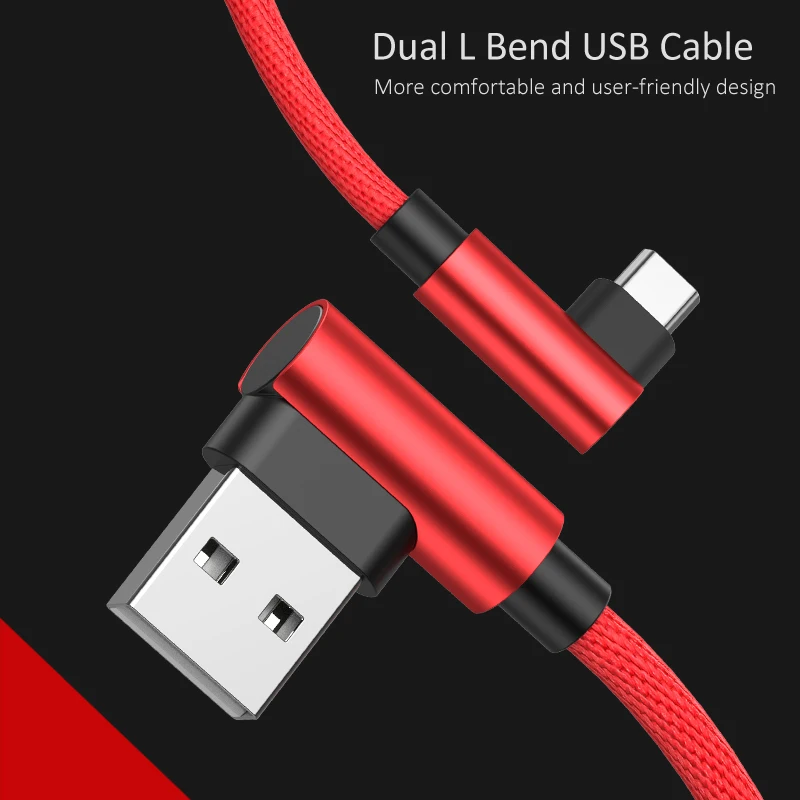 GUSGU Micro USB кабель 90 градусов локоть нейлоновый Плетеный Кабель-адаптер для зарядки для samsung huawei Xiaomi L Тип изогнутый шнур синхронизации данных