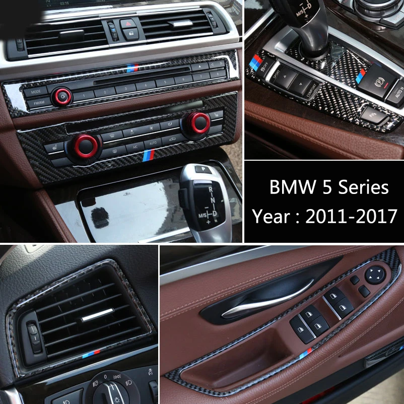 

Углеродное волокно для BMW 5 серии F10 F18 интерьерный переключатель передач кондиционер CD панель светильник для чтения крышка отделка стикер а...
