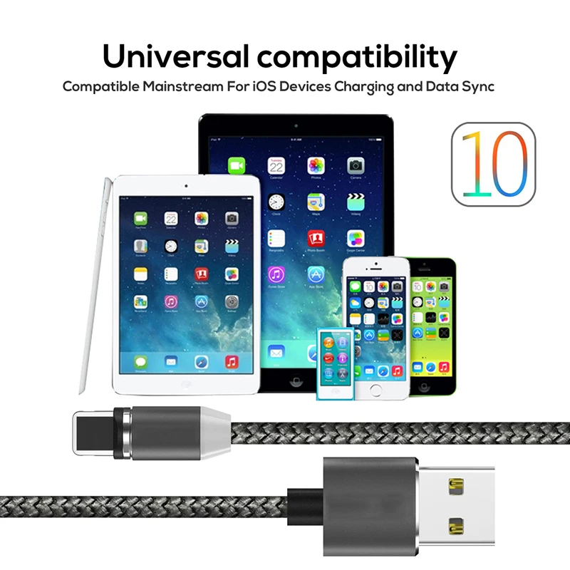 Светодиодный магнитный кабель для iPhone X 8 7 6 Plus ipad Air быстрой зарядки 6s 5