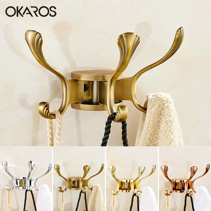 OKAROS Robe крючок крючки для пальто вращающийся на три крючка из цинкового сплава