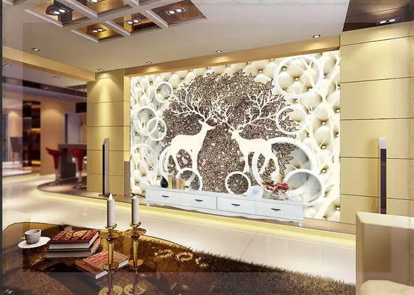 New large wallpaper Custom 3D forest backdrop elk living room mural wall paper papel de parede stickers 8803 m | Обустройство дома