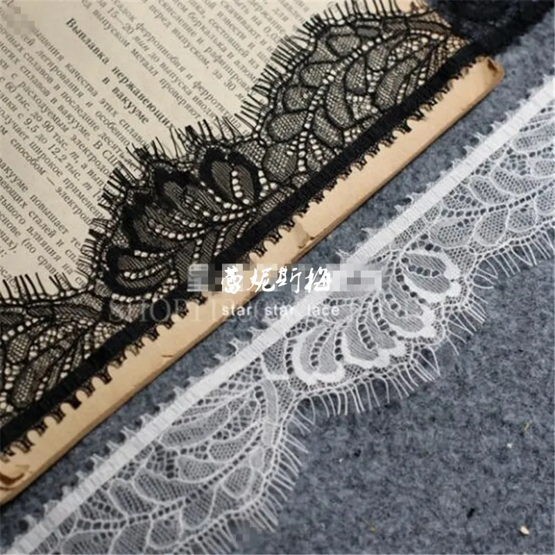 3Meters Black and White Eyelashes Lace Fabric DIY Clothing Collar Decoration Headdress Accessories 4cm LB0061 | Дом и сад